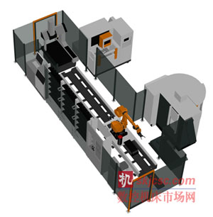 帶有三坐標測量機的自動化制造單元示意圖